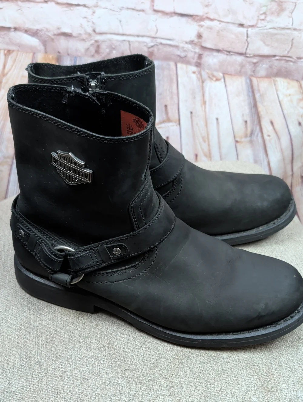 Harley-Davidson Men's Black Leather Harness Riding Boots Size 12